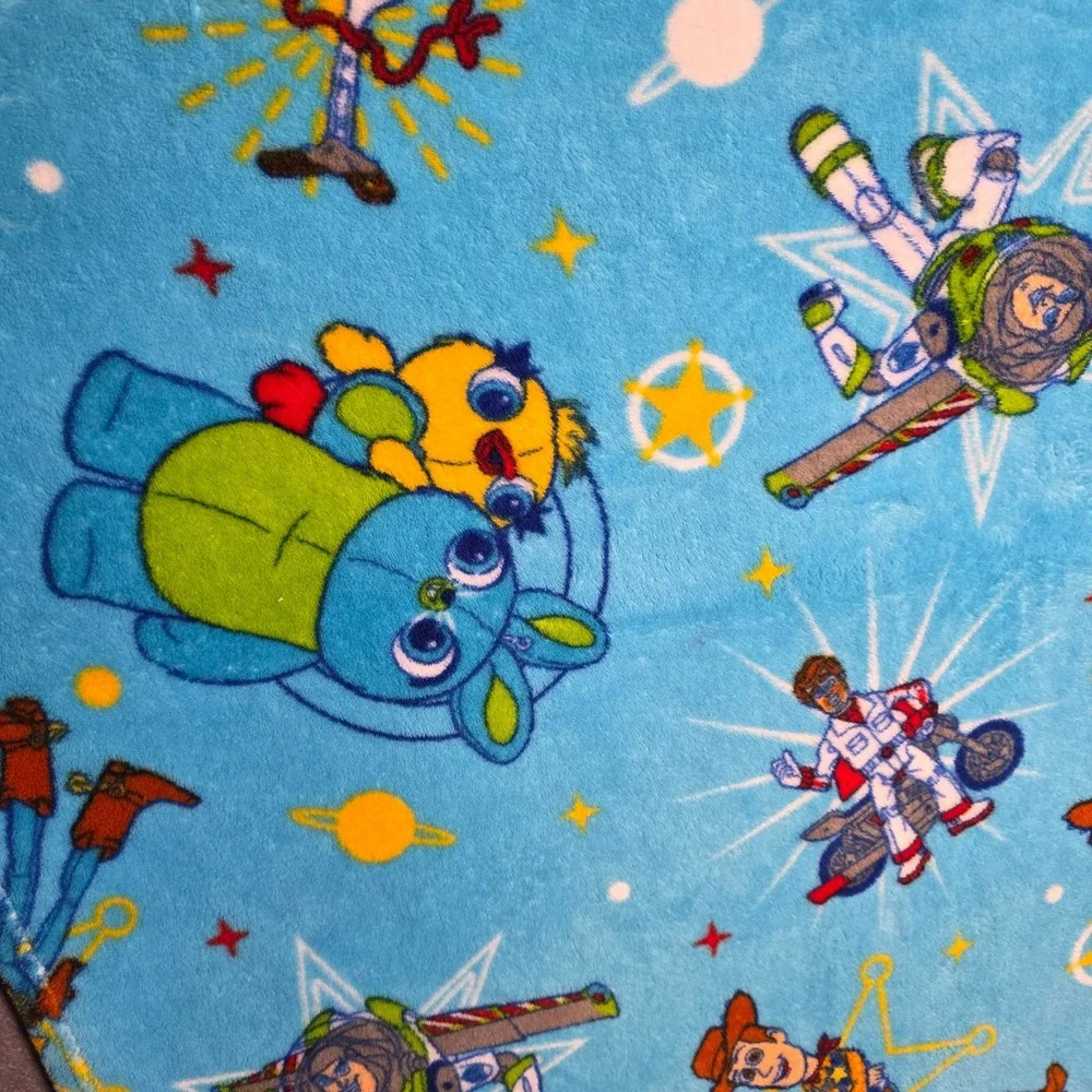 Disney Pixar Toy Story 4 Fleece Throw Blanket Blue 36x48 Woody Buzz Ducky Bunny